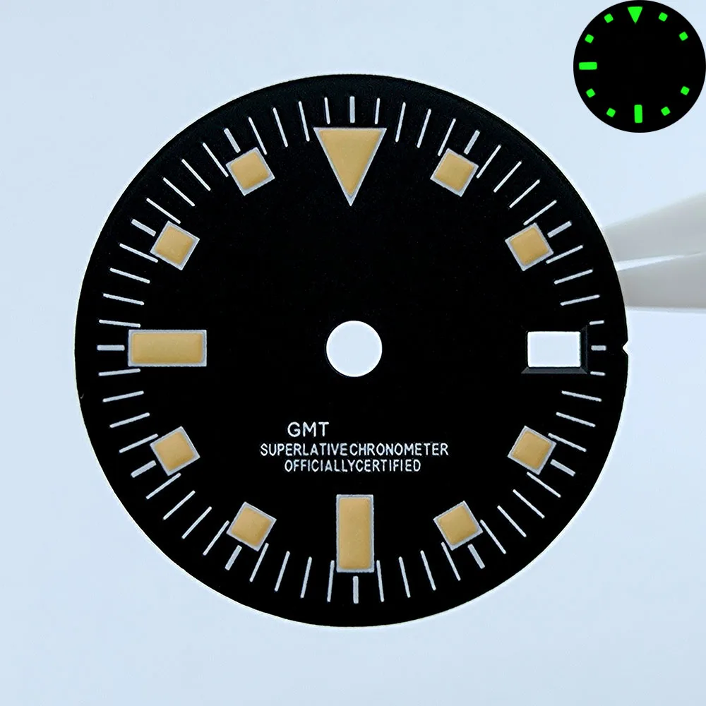 29mm NH34 Dial GMT dial S logo dial Custom logo Blue/Green Luminous dial fit NH34 movement watch accessories