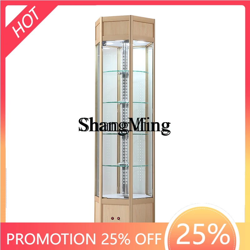 

CL rotating red wine cosmetics beauty salon glass display cabinet tooth mold product display cabinet