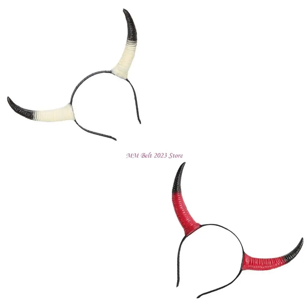 

49ME повязки на голову для девочек на Хэллоуин, праздничные головные уборы с рогами крупного рогатого скота, повязки для волос,