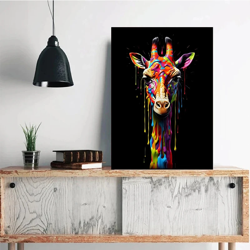 Animals With Paint Canvas Painting Rainbow Dog Sea Otter Elephent Poster Canva Prints Pictures Frog Animal Wall Art Decor