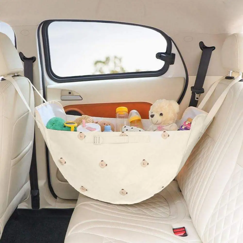 Car Interior Storage Bag Double Handles Large Capacity Cartoon Pattern Folding Bag Multifunctional Storage Soft Fabric Mommy Bag