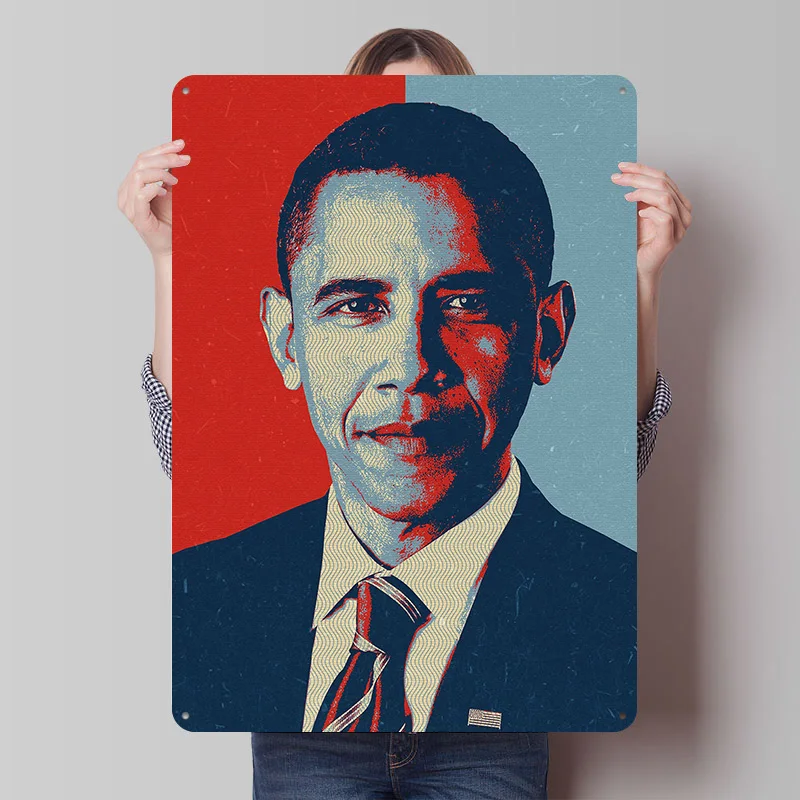 Barack Obama Gedrucktes Poster, personalisierte Retro-Wandkunst, Vintage-Metallblechschilder für Zuhause, Büro, Dekoration, Raumdekoration, Inneneinrichtung