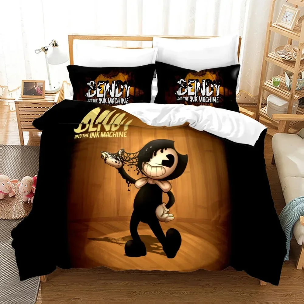 

3D Printed Bendy N Ink Machine Bedding Set 3D Printed Suitable for Bedroom Duvet Cover Set With Pillowcases Kids Home Textile