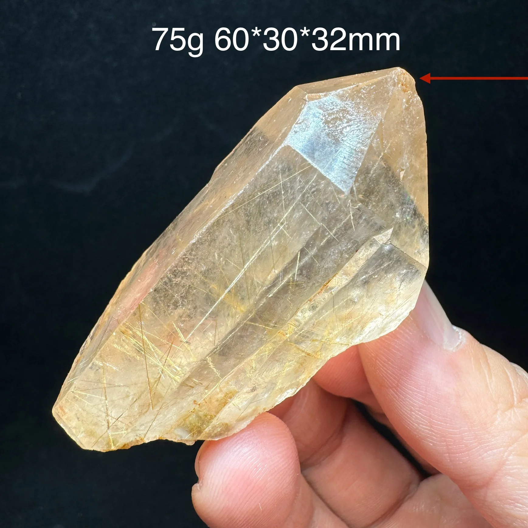 Natural Gold Rutilated Quartz Hair Crystal Mineral Energy Reiki Healing Stone Home Desk Decor view 6