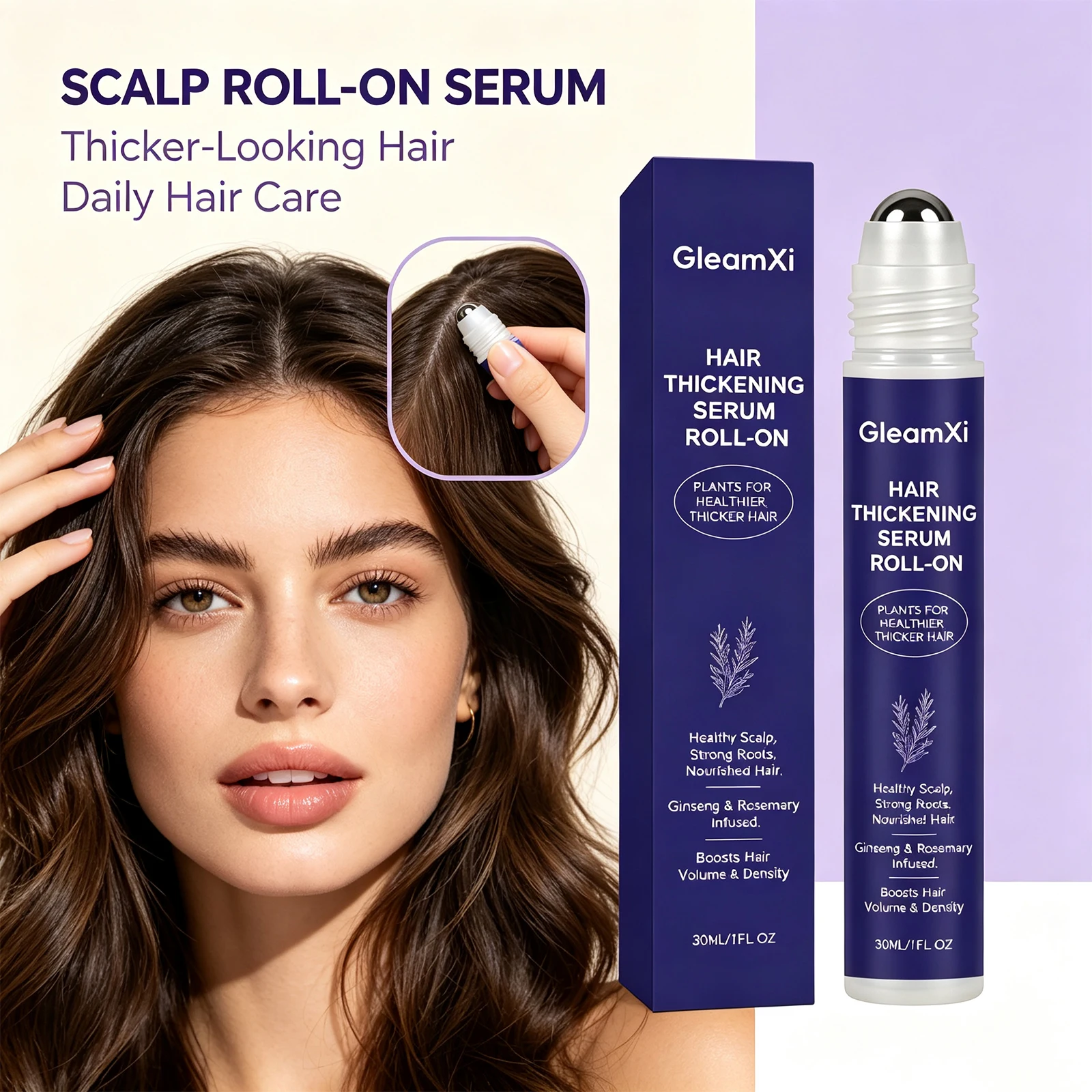 Natural Hair Care Roller Ball Serum Volumizing Anti-Hair Loss Oil Control Anti Frizz-Free Lightweight Smooth Deep Nourishing