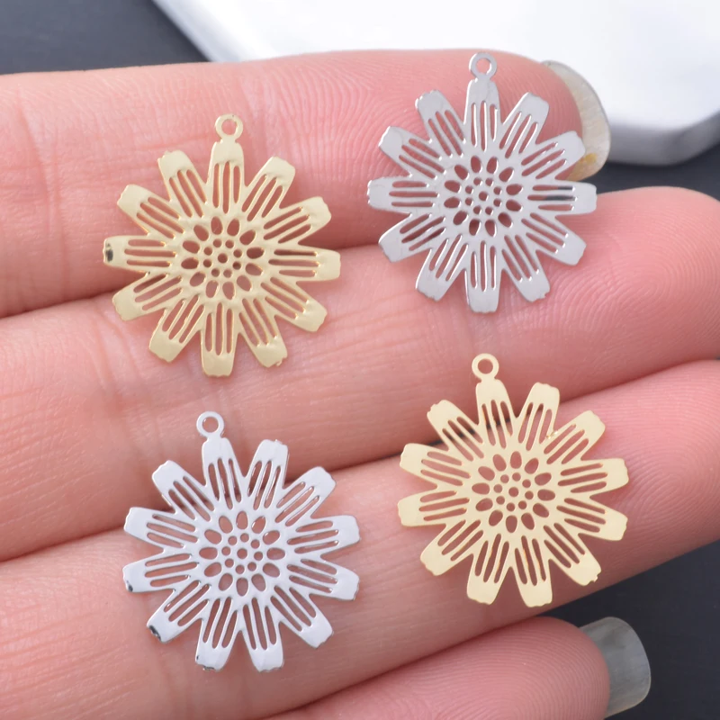 30 Stück AB1078 Messing-Schmuckanhänger in Hellgold, Blumen-Charms, DIY-Zubehör für Damen-Ohrringe und -Halsketten – Detail 6