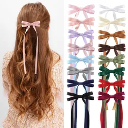 Fashion Long Ribbon Bow Headband Long Tassel Hair Clip Women's Hair Accessories Girls Party Headwear Side Clips Wholesale