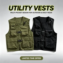 Summer Men Tactical Vest Coat Casual Photographer Waistcoat Mesh Work Sleeveless Multi Pockets Jacket Tools Pocket Cargo Vest