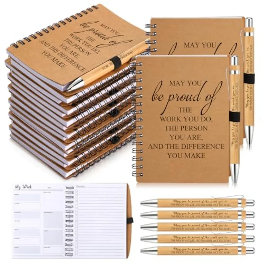 

Набор подарков для сотрудников: вдохновляющие спиральные блокноты (26-27 листов), карманные ежедневники с мотивационными ручками и благодарностью