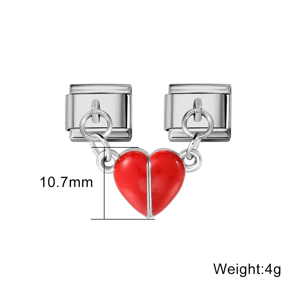 Abnehmbarer Leuchtender Magnetischer Anziehungs-Herzanhänger in Rot, Grün, Weiß, Passend für 9mm Edelstahl-Armbänder, DIY-Schmuck – Detail 2
