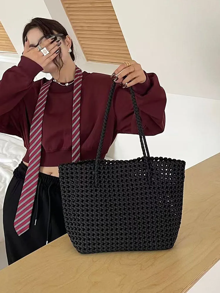 

Нейлоновые корзины ручной работы, большая сумка-тоут под мышками, повседневная сумка для матери и ребенка, элитный дизайн с вырезами