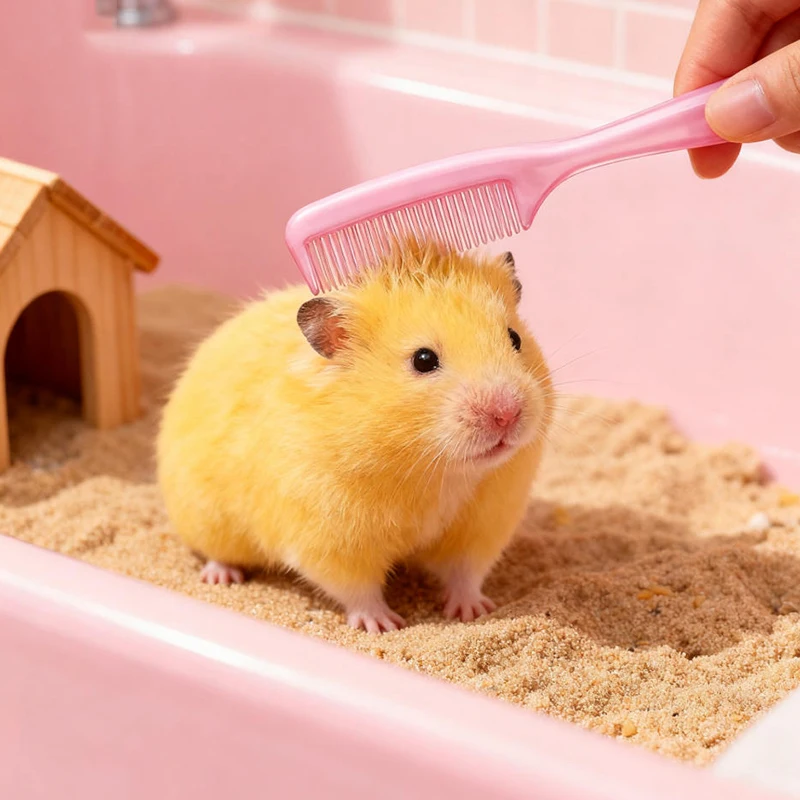 Pequeno animal de estimação aliciamento escova hamster mini pente urso dourado flor ramo mouse coelho pente escova flutuante produtos de limpeza de cabelo