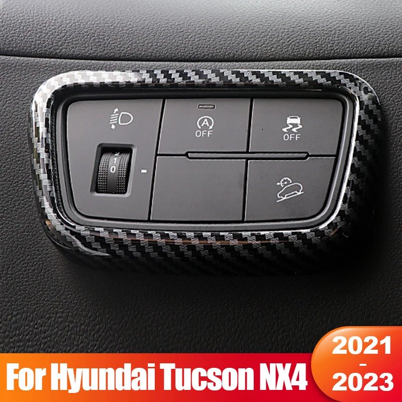 

For Hyundai Tucson NX4 2021 2022 2023 Hybrid N Line Car Headlight Switch Sequin Headlight Adjust Trim Cover Accessories