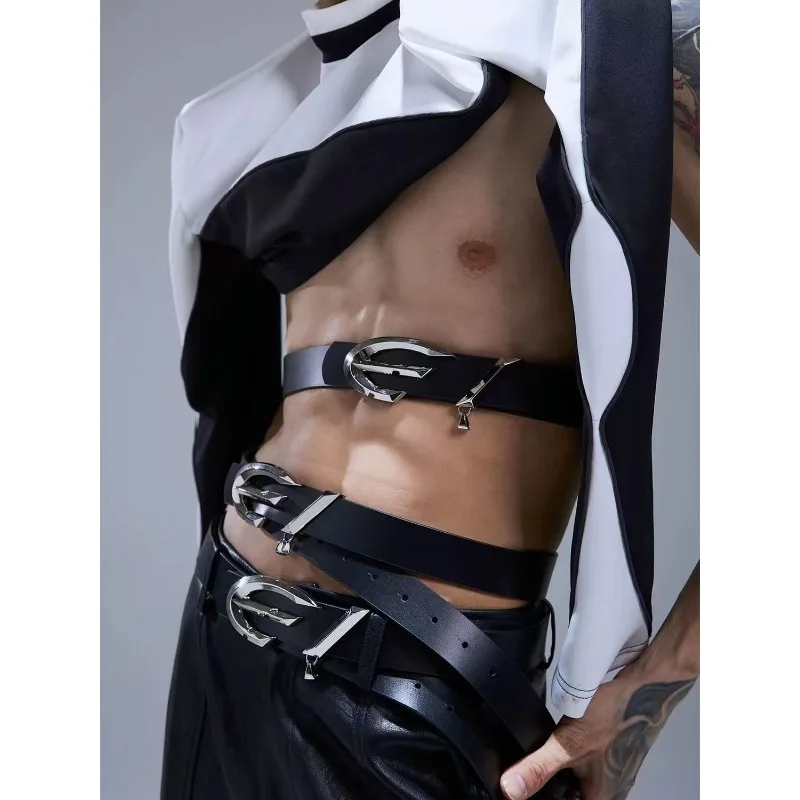 

Top Layer Cowhide Versatile Smooth Waist Belt, Black Metal Buckle Belt, Trendy Design, Three-Dimensional Belt for Both Men Women