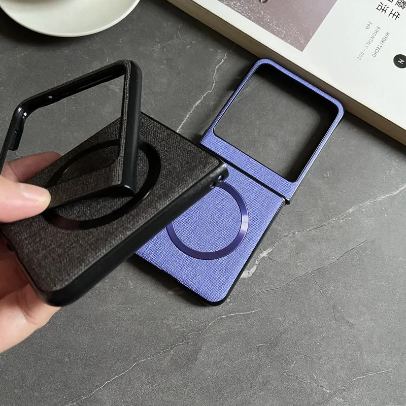 Casing Magnetik Tekstur Kain Kain untuk Motorola Moto Razr 60 50 Ultra 40 5G 2022 2020 Penutup Pengisi Daya Nirkabel Aman Mag Tahan Benturan