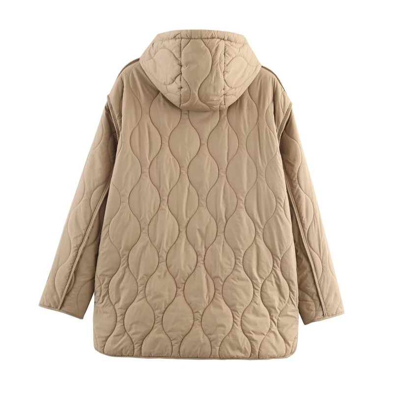 Giacca da donna lunga imbottita in cotone Colletto in piedi ispessito Cappotto invernale caldo allentato Giacca sportiva da donna Moda Top Stree