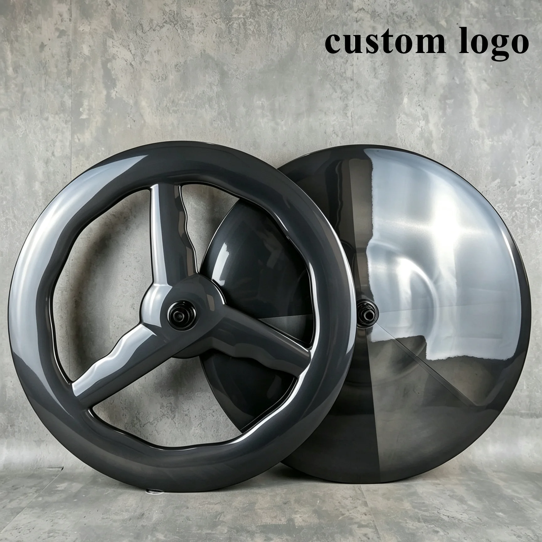 Front 3-Spoke +Rear Disc 700C Carbon Wheelset – 28mm Wide Wave Rim, Disc & Rim Brake Compatible, Tubeless/Tubular for Road/Track