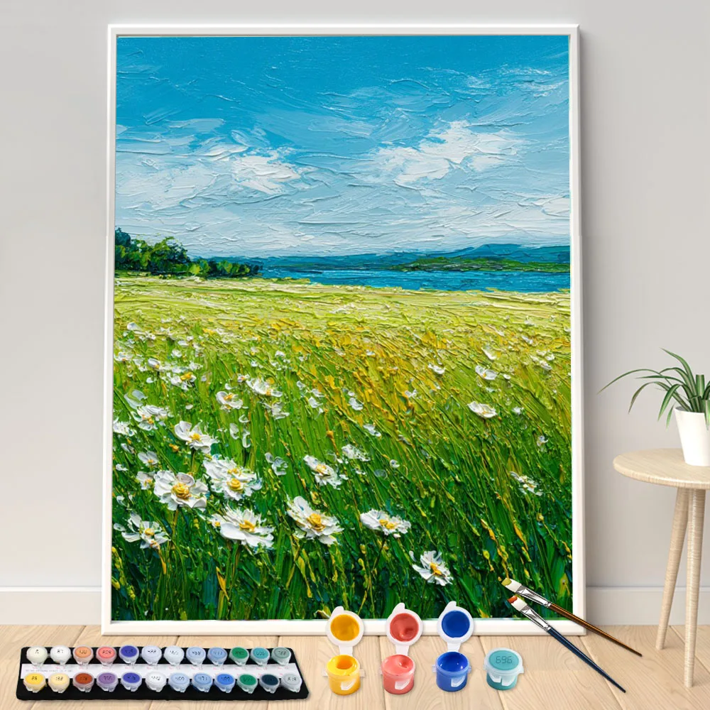 Digitales Acrylmalset DIY Heilende Blumenmeer-Kunst Leinwand Handgemalt Heimdekoration Personalisiertes Überraschungsgeschenk