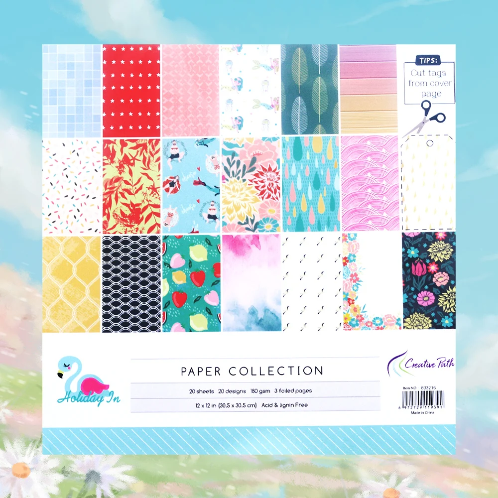 Creative Path 12 Inch Scrapbooking Paper 20 Sheets For Craft Background Decorative Pattern Materials Designer Pack DIY 305x305mm