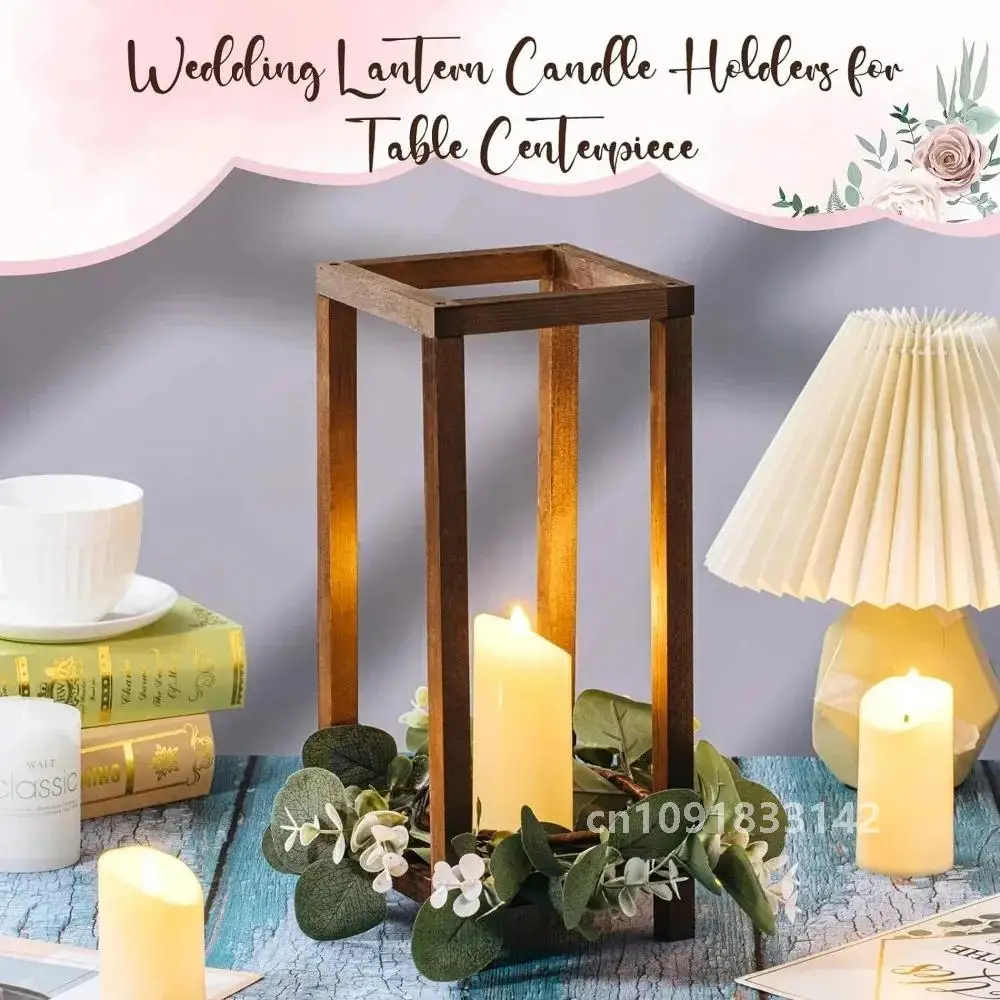 12 Sets of Wooden Wedding Lanterns Center Decoration Farmhouse Lantern Candle Holders for Wedding Parties Centerpiece Home Decor