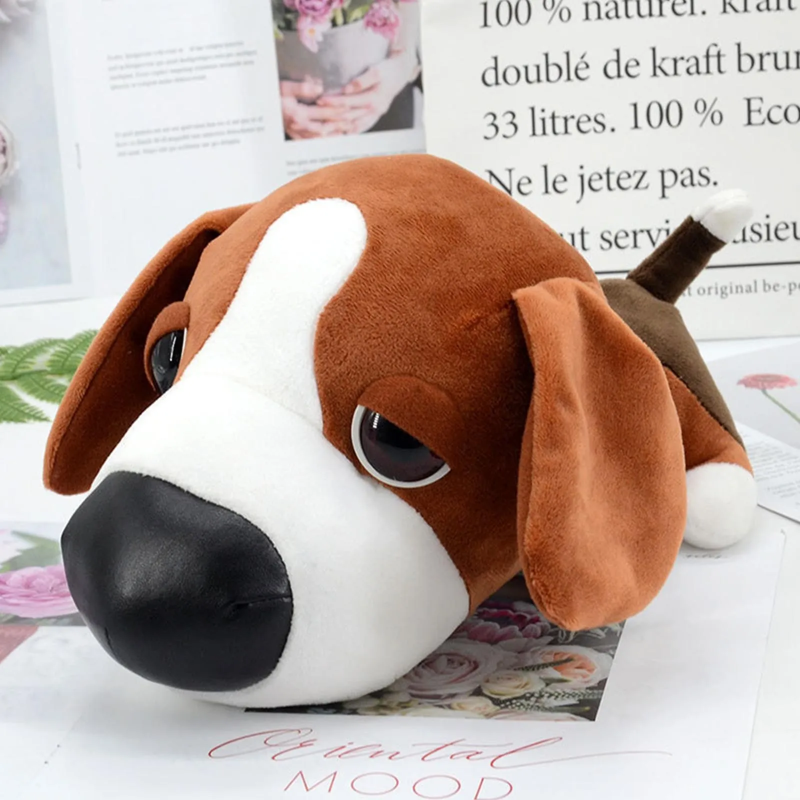 Rompecabezas de tela, juguete de peluche artístico, perro de ojos grandes para ayudar a la comodidad del bebé, adornos para dormir