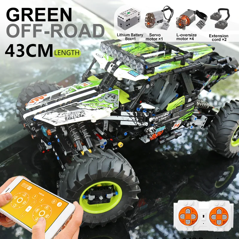 Mold King 18002 Giocattoli per auto tecniche Il MOC-19517 4WD RC Buggy Building Block Assemblaggio Modello di auto Set di mattoni Regalo di Natale per bambini