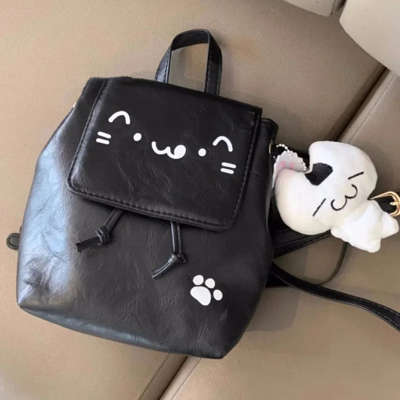 Cat Symbol Backpacks Y2K Korea Japan INS Cute Girl Backpack Back To School High Capacity Cat Pendant Backpacks Women's Handbags