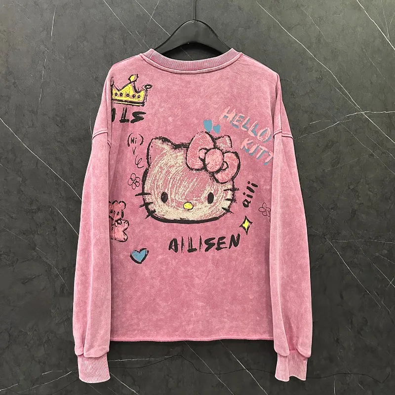 Veste sweat-shirt à col rond pour femme, ample, Style décontracté, doux, rajeunissant, dessin animé, nouvelle collection automne 2025