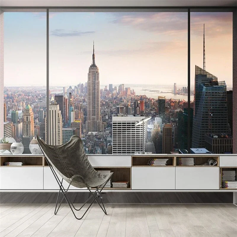 beibehang Custom Cityscape outside window mural background wallpaper bedroom decoration city landscape 3D wall papers home decor