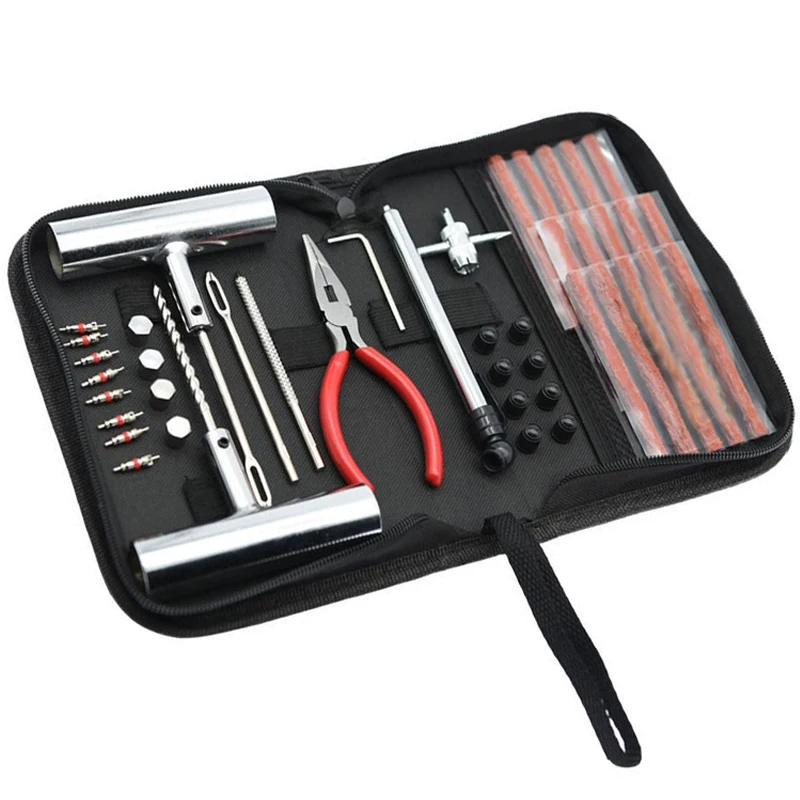 

Универсальный комплект для ремонта шин, 45 шт., для автомобиля и мотоцикла — набор проколов с инструментами для шипов, профессиональный ремонт шин для авто велосипеда