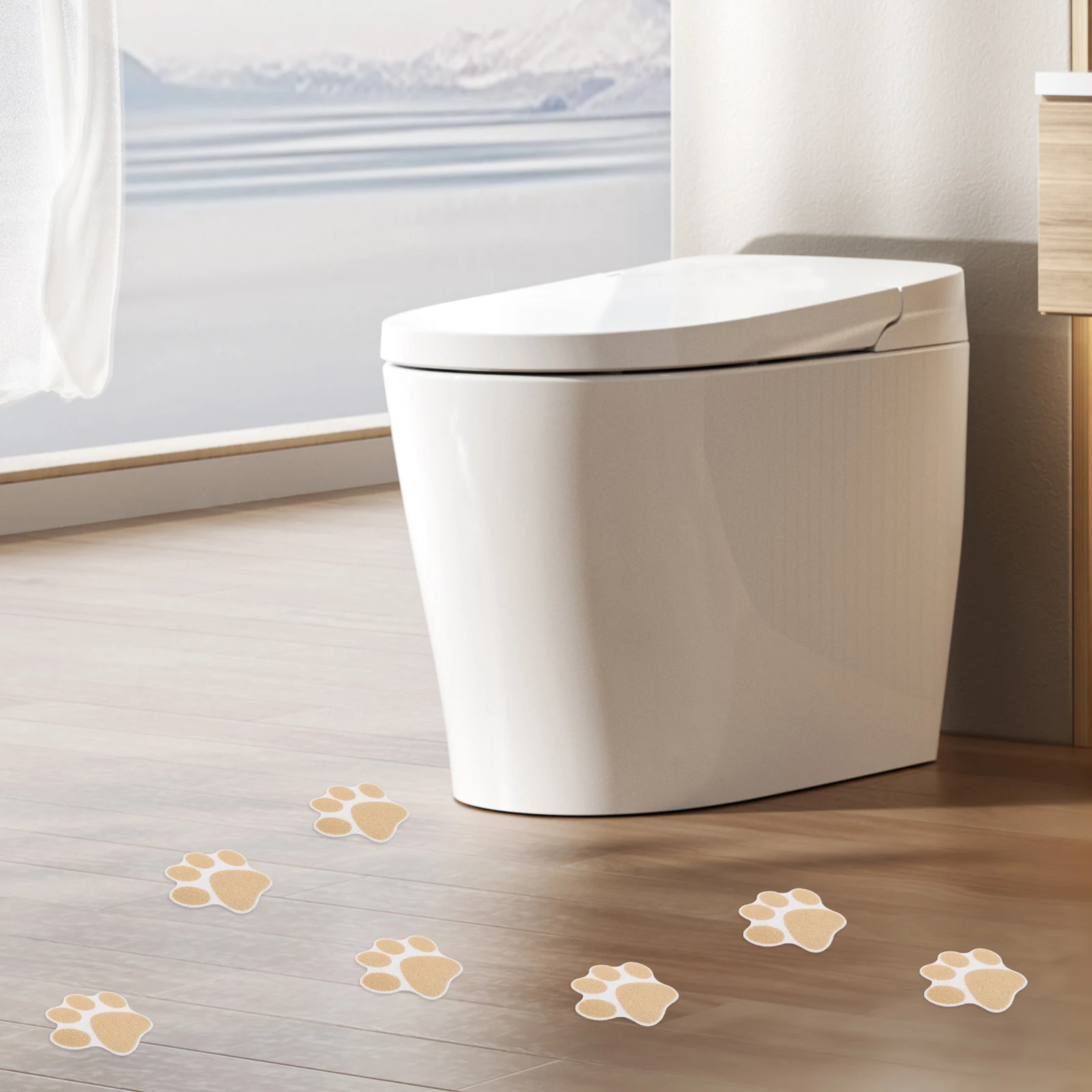 

20pcs Bathroom Anti-Slip Stickers Paw Print Shower Floor Decals Non-Slip Bathtub Safety Strips For Tub - Adhesive Shower