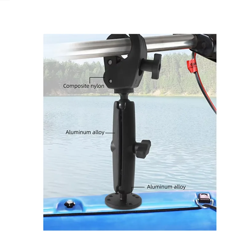 Trolling Motor Stabilizer Mount Marine 1'' Ball Tough Claw Clamp Adjustable Boat Bracket Round Plate Rail Mount for 17-76mm Bars