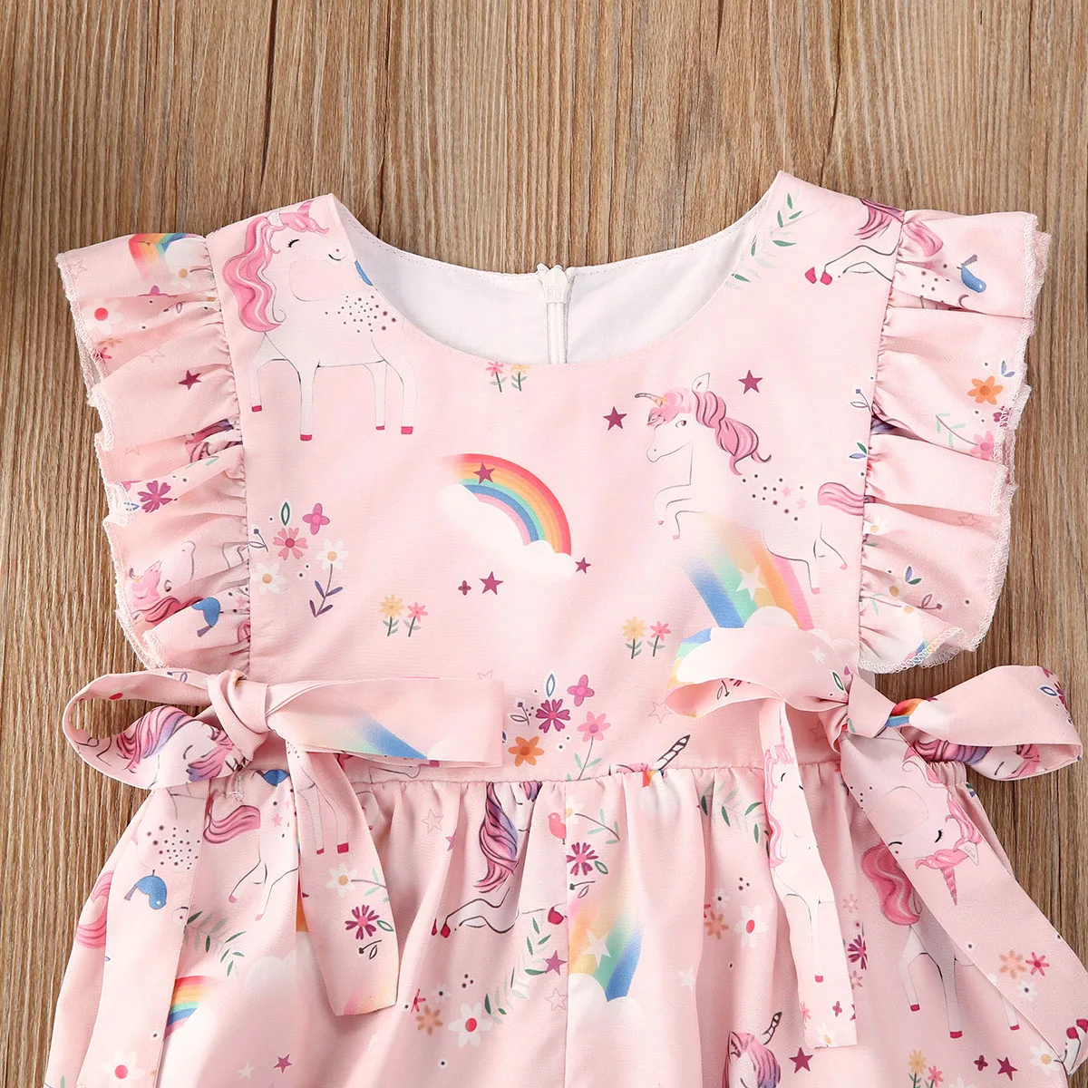 Toddler Baby Girls Ruffle Romper Infant Newborn Baby Cartoon Print Jumpsuit Summer Flower Baby Girls Clothes Baby Costumes