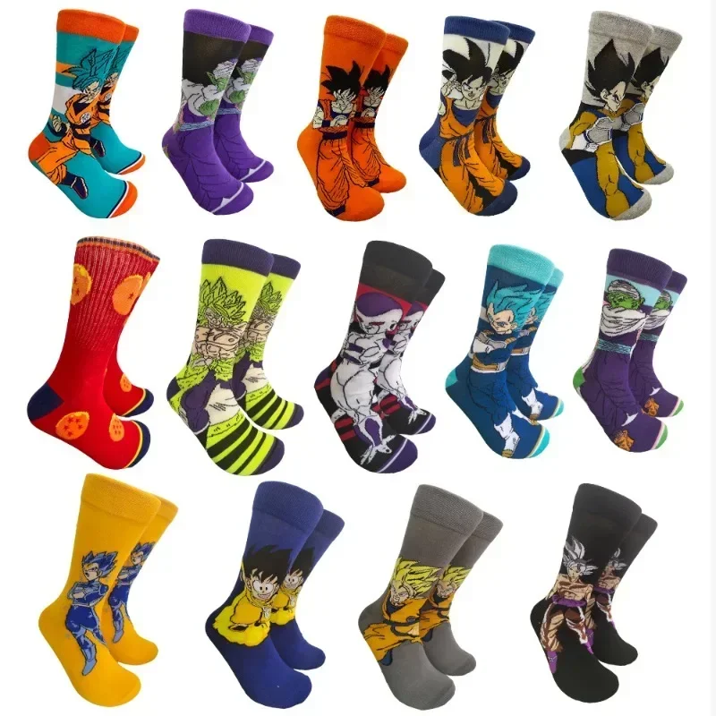 Dragon Ball Anime Super Goku Vegeta Socks Anime Figure Retro Mid Length Socks Autumn Winter Cotton Sports Children Gifts