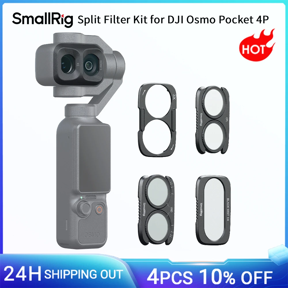 Image of SmallRig Split-Filter-Set für DJI Osmo Pocket 4P mit CPL / 1/4 Black Diffusion / VND1-5 Filter Basisglas Mehrschichtige Beschichtungen