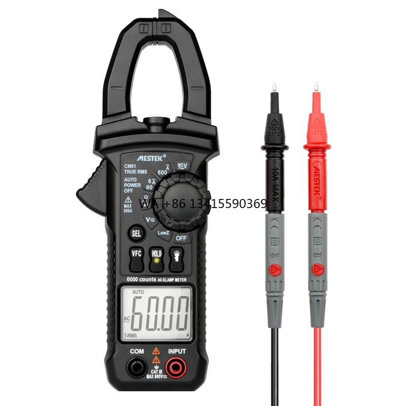 

6000 Counts Digital Clamp Meter With Non Contact Voltage Connector Voltage Current Capacitance Resistance Test