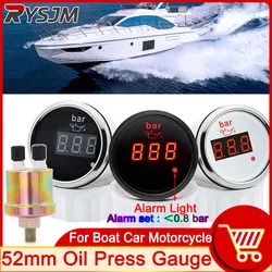 Car Accsesories Oil Pressure for Cars Waterproof IP67 0~10 Bar 52mm Oil Press Meter Oil Press Sensor Auto Car Oil Pressure Gauge