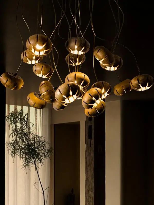 Muxiu Yuan - Flower Language] Design Sense Restaurant Lamp Living Room Pendant Light Wabi Sabi Style Chinese Medieval Creative W