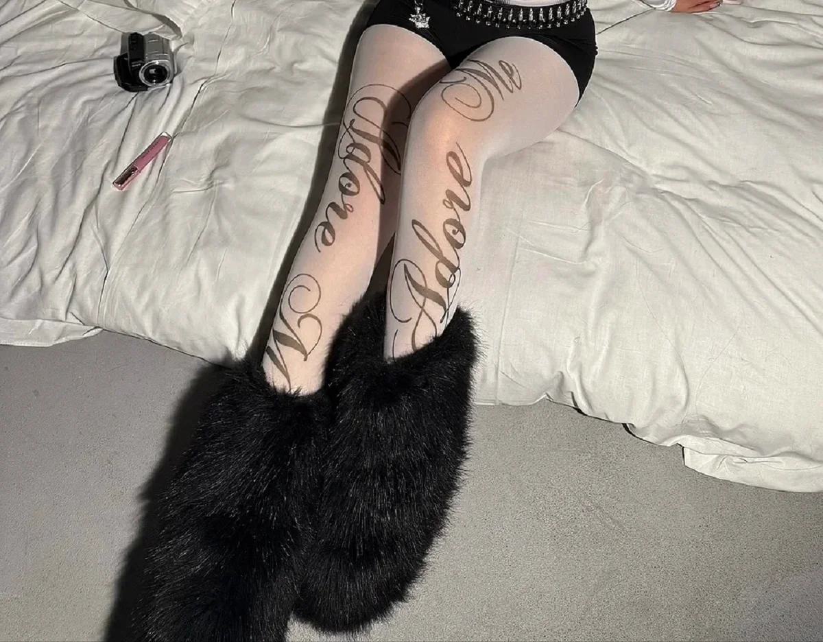 

2000s Classic Y2K Style Cute Printed Jumpsuits for Women Japanese Sweet Kawaii Slim Sockings Lolita Thigh High Socks Emo Gilrs