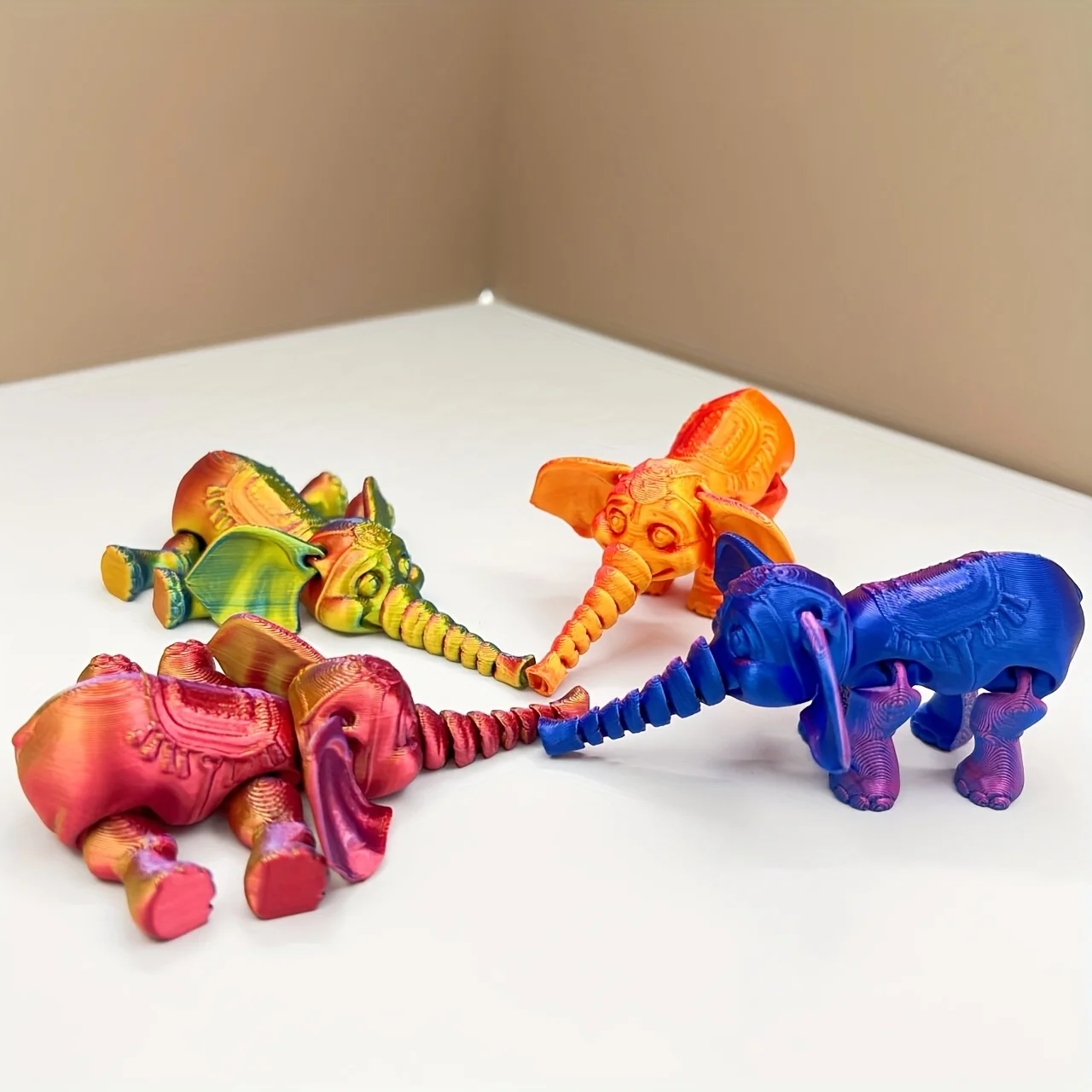 

3D Printing Cute Elephant Ornament Home Decoration Multi Color Gradient Elephant Home Office Decoration Statue Ornament