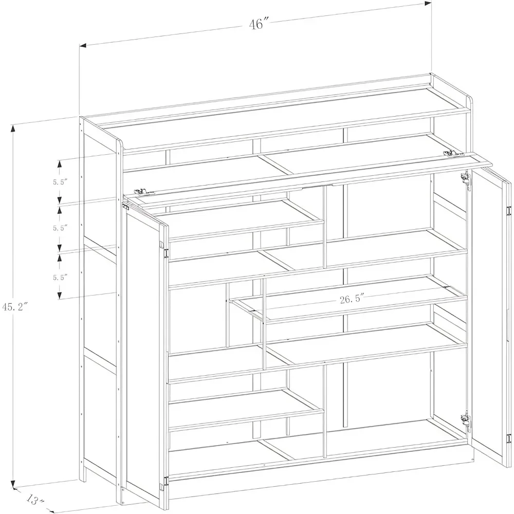 8 Tier Bamboo Shoe Cabinet with Acrylic Door, Freestanding Shoe Rack for Closet, Entryway Shoe Storage Cabinet for 36-40 Pairs