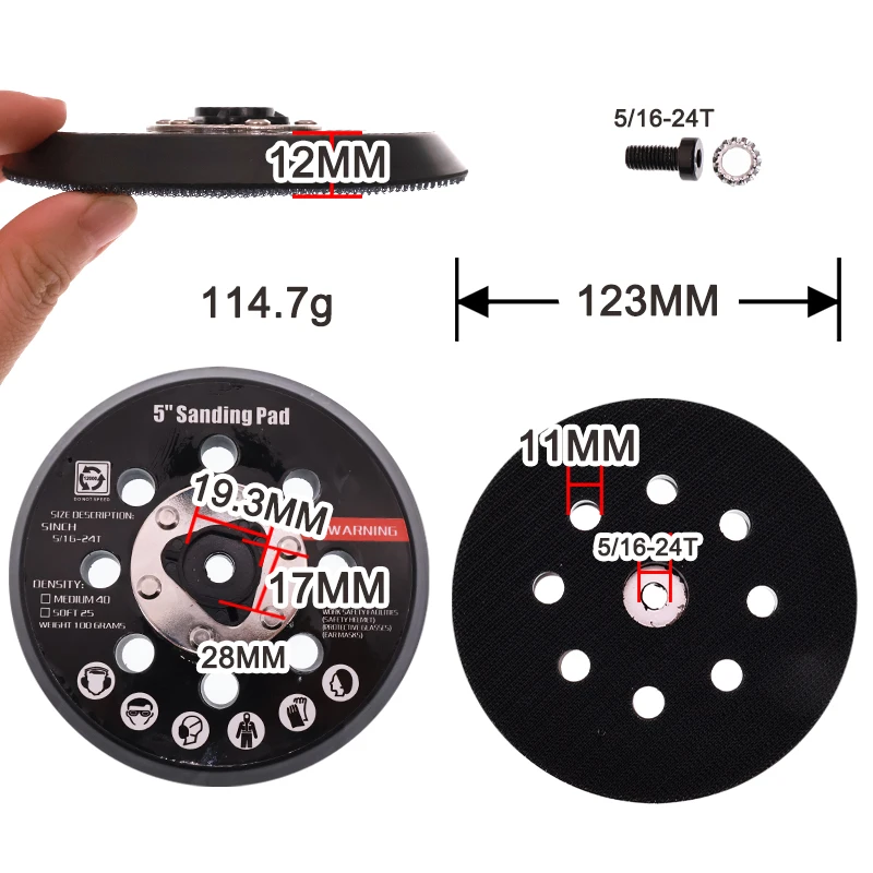 1/2 Pcs 5 Inch 8 Hole Hook and Loop Sanding Pad Electric Grinding Polishing for Polishing and Sanding Metal Car Body Sander