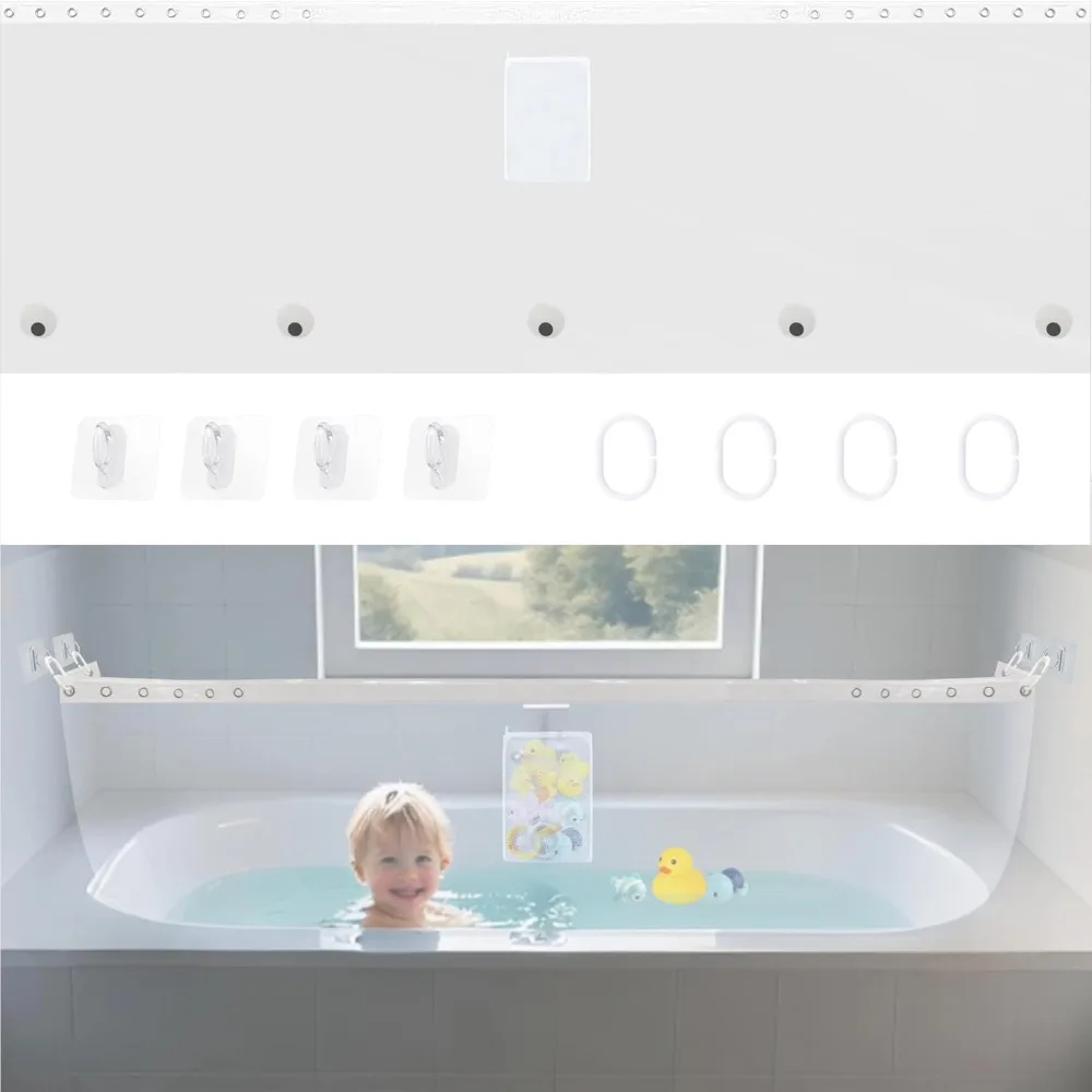 

Брызговик для ванны для детей и домашних животных | брызгозащищенный и регулируемый дизайн | простая установка | Прозрачная брызговик для ванны с