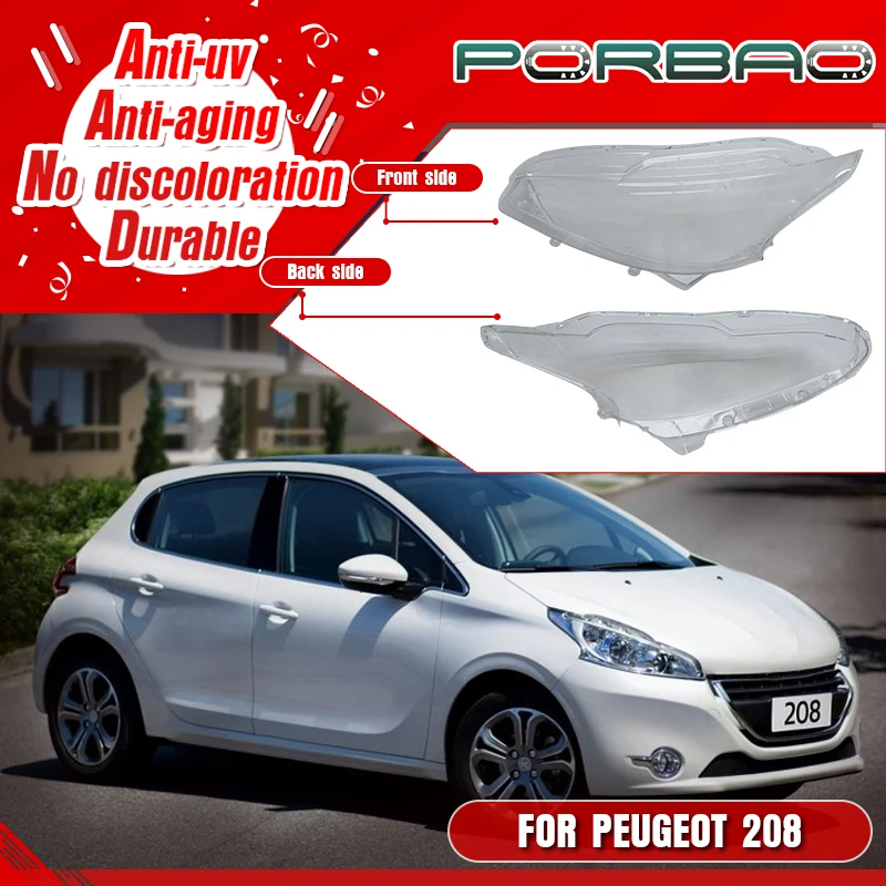 

Front Headlight Lens Cover Plastic Transparent Headlamp Lampshade For Peugeot 208 Car Light Clear Housing Accessories