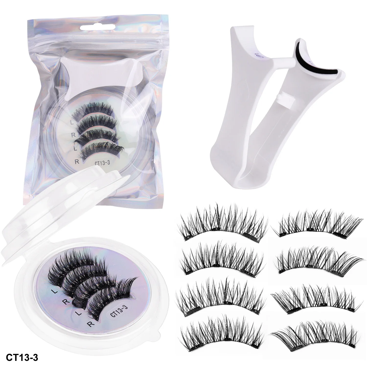 الرموش المغناطيسية 2 أزواج اليدوية ثلاثية الأبعاد المنك جلدة قابلة لإعادة الاستخدام الرموش الصناعية مجموعة الطبيعية طويلة وهمية رمش ماكياج الملقط أداة #3