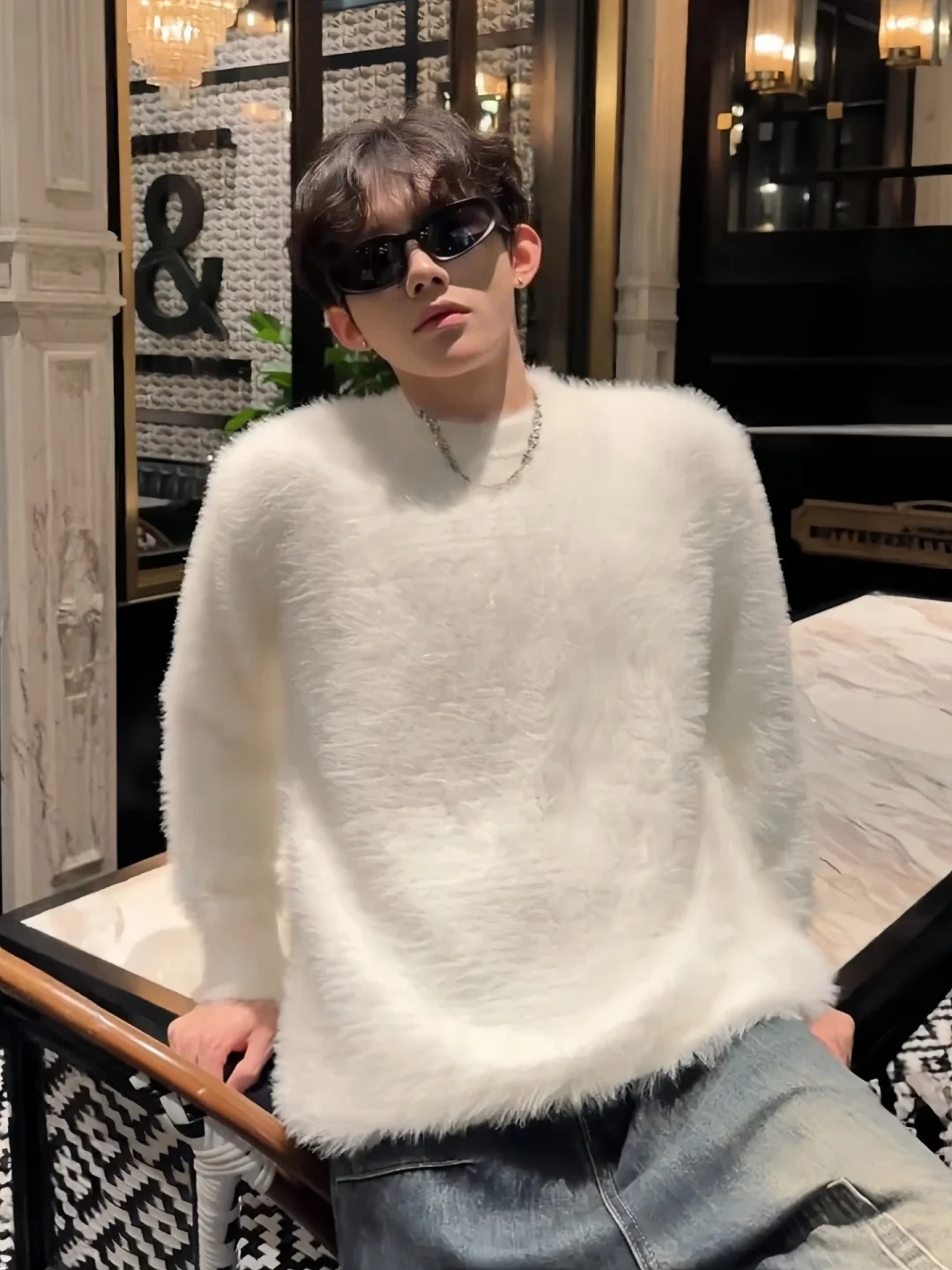 

Cleanfit Lazy Sle Women's Men's Autumn Winter Soft Mouton Knitted Sweater Inner Wear Base Layer Loose Fit Home Daily Wear