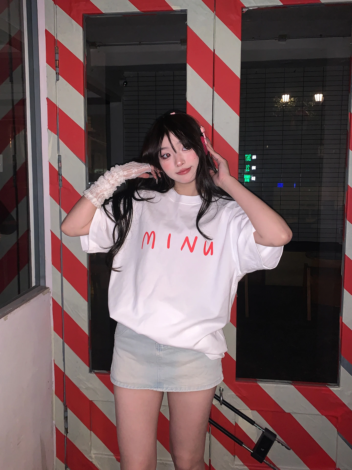 

American Sle Hand-Painted ort-Sve Women's T-irt Loose Fit Couple's Casual Cotton Top Breathable Summer irt