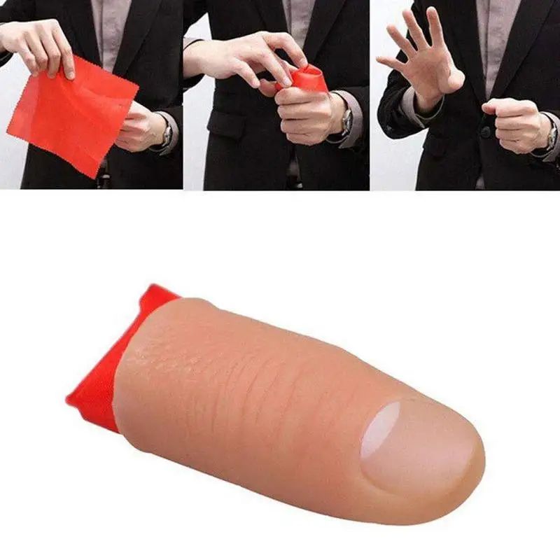 Finger Magic Tricks Phantasy Props Close Up Vanish Appearing ABS Finger Thumb Tip Red Silk Clothing Prosthetic Finger toy