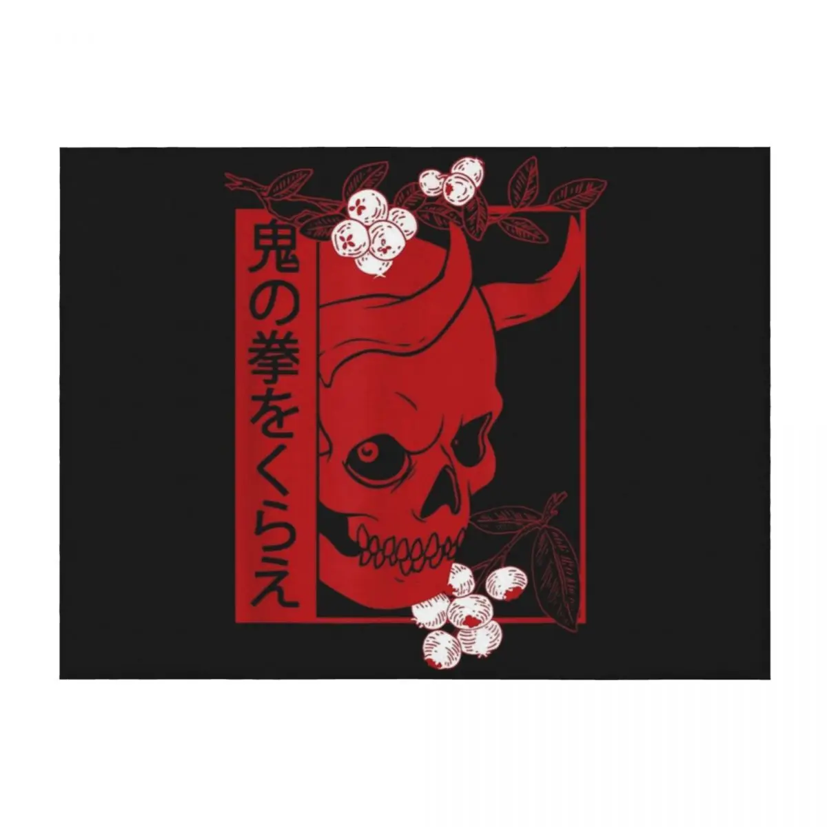 

Japanese demon art face Skull devil oni harajuku aesthetic . Throw Blanket Luxury Beautifuls Bed Blankets
