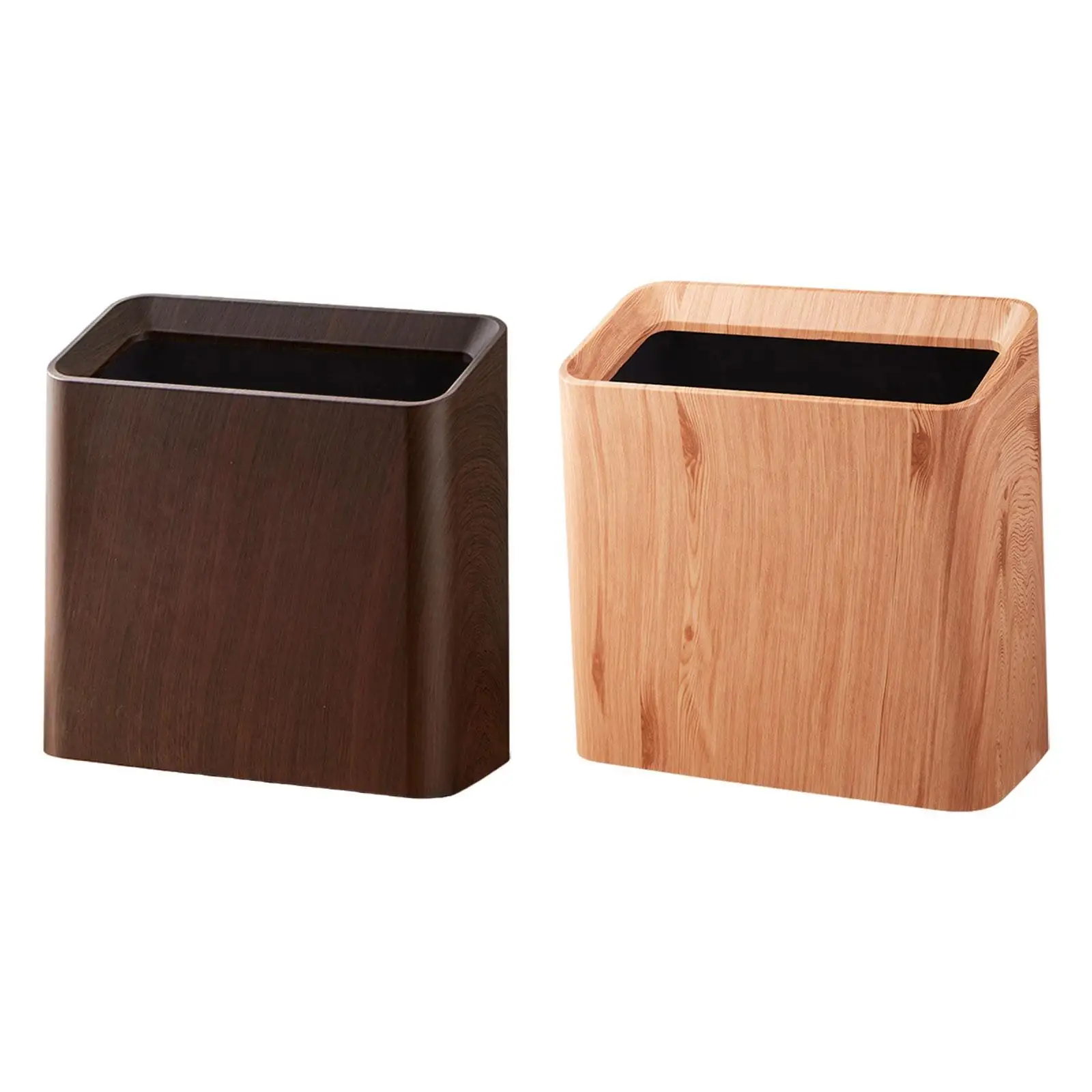 Wood Grain Trash Can Garbage Bin Home without Lid Stylish Portable Toilet Paper Basket Waste Basket for Hotel Office Toilet